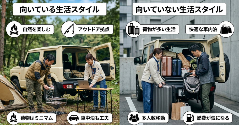 ジムニーノマドが向いている生活スタイルと、向いていない生活スタイル