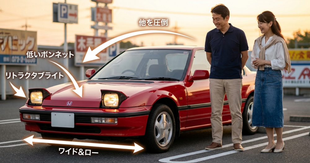 2代目プレリュードのスタイリングは、リトラクタブルライトとワイド&ローで他を圧倒していた