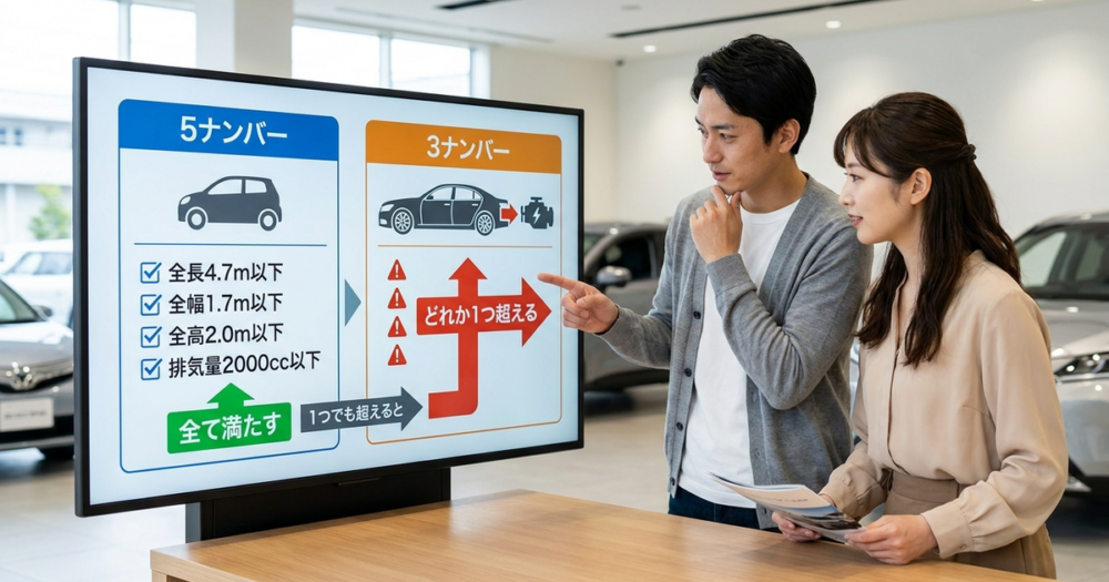 3ナンバーになる4つの条件と、5ナンバーとの境界線