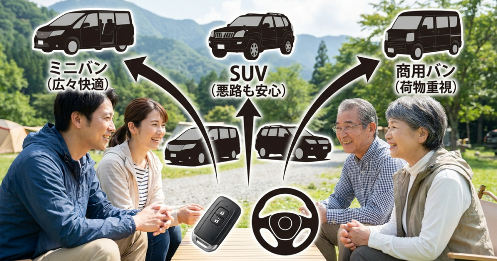 6人乗れる車をボディタイプ別に一覧で整理する