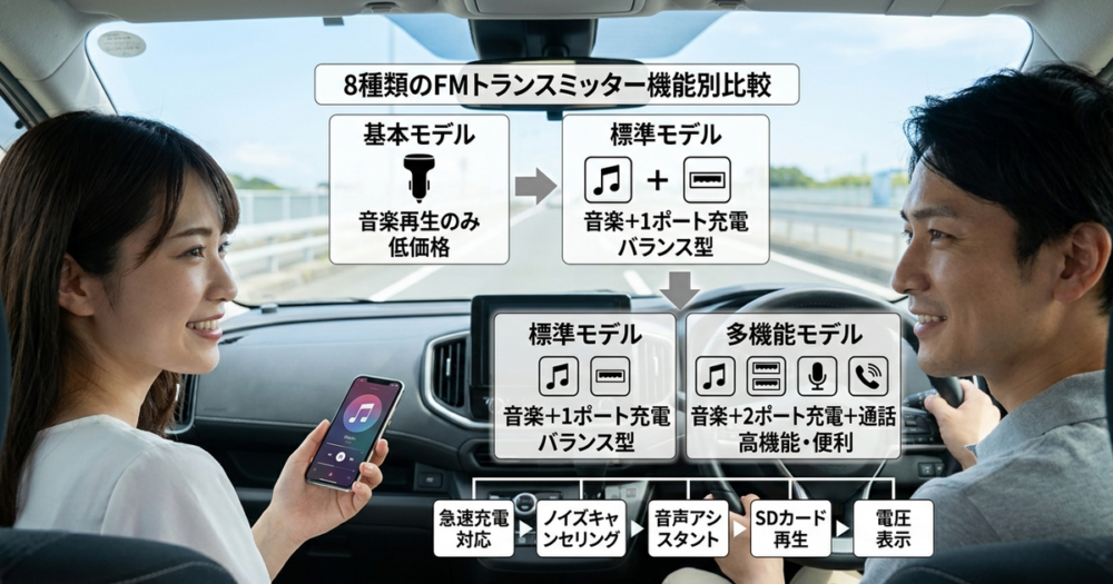 BluetoothのFMトランスミッター8種類を機能別に一覧で比較する