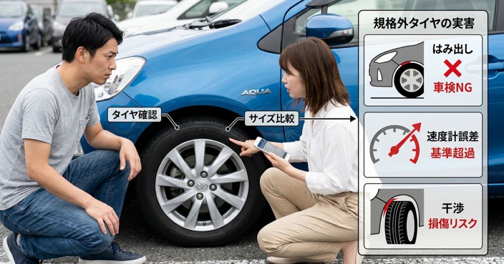 アクアのタイヤサイズを正しく知らないと起きている実害