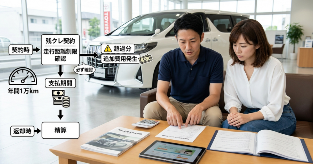 残クレでアルファードを買うとき、契約前に確認しないと追加費用が発生する条件