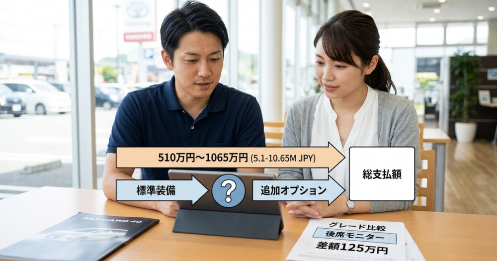 アルファード40系の値段は510万円から1065万円まで、グレード選択で損をしない予算の考え方