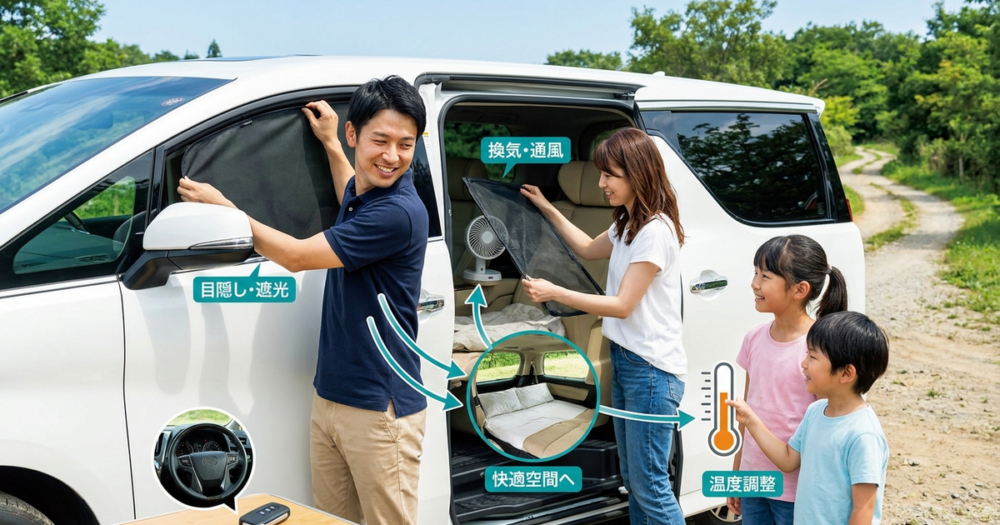 アルファードで車中泊をする際、寝る場所より先に整えるべき環境