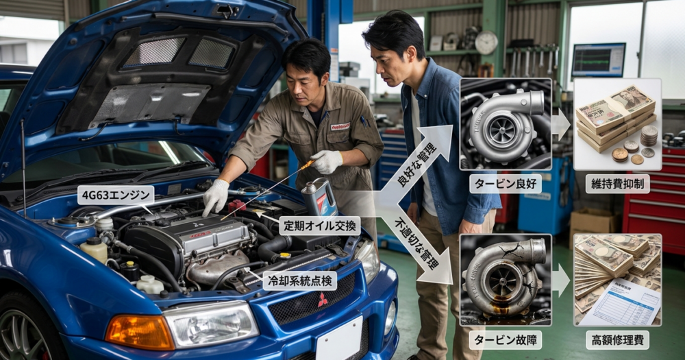 エボ5の維持費を左右する「4G63エンジン」のコンディション管理