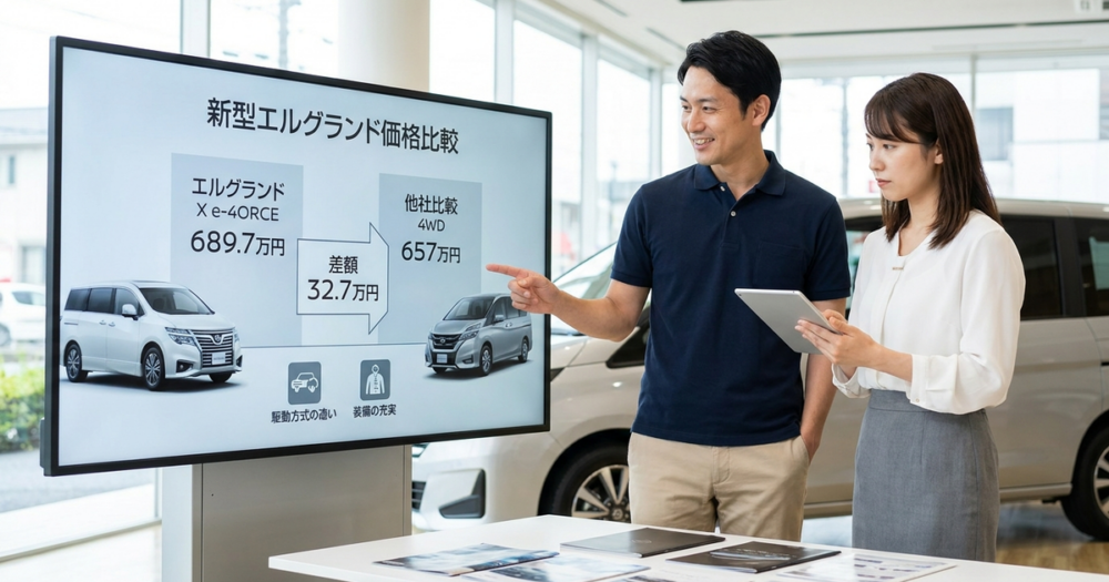 エルグランド価格689万円〜の内訳を他社と並べてみる