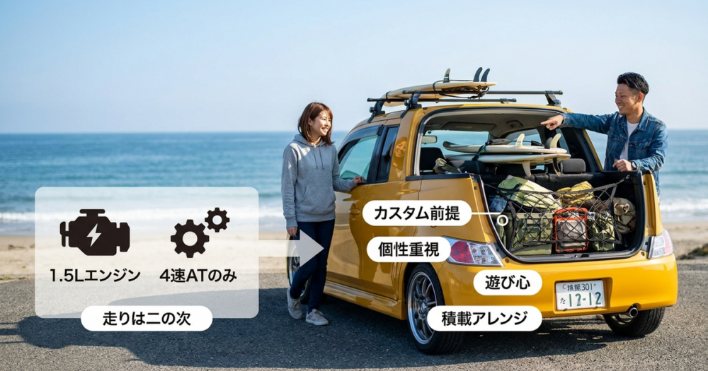 bBオープンデッキを選ぶ層が「走りの性能」より「カスタム前提」で手に入れている